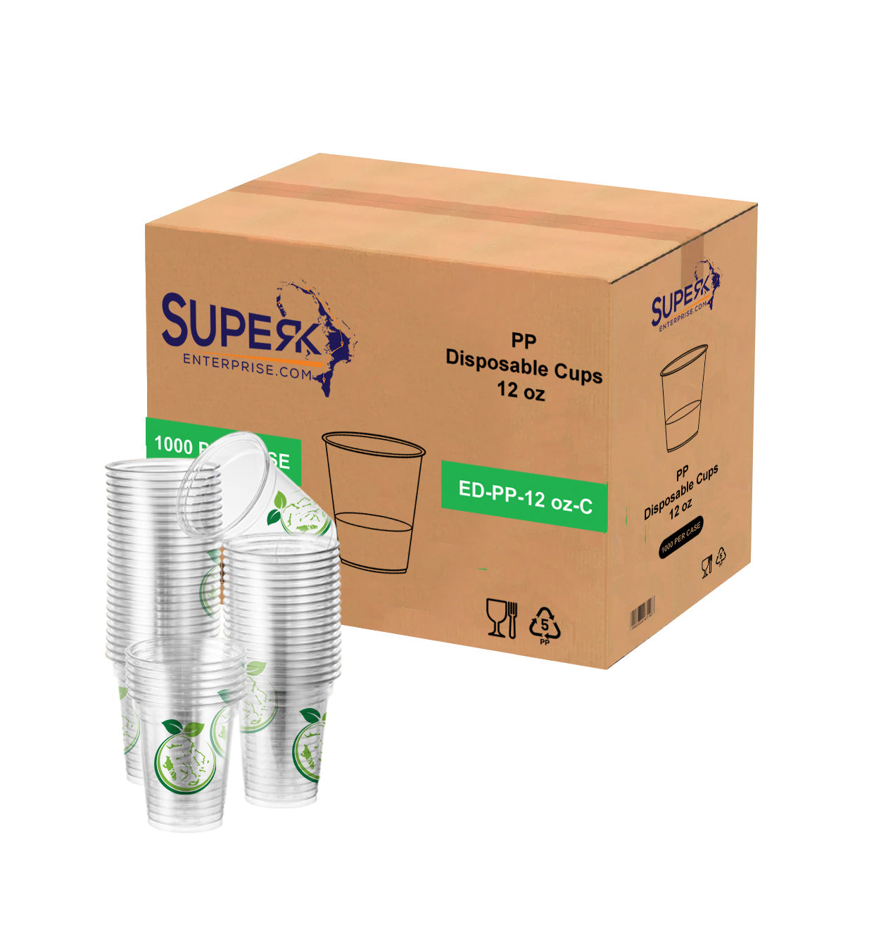 12OZ PET CUPS FOR Cold Drink (Case of 1,000)